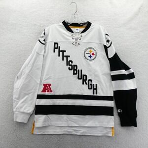 Starter Jersey Shirt Women Medium Pittsburgh Steelers White Black Lace Up Long